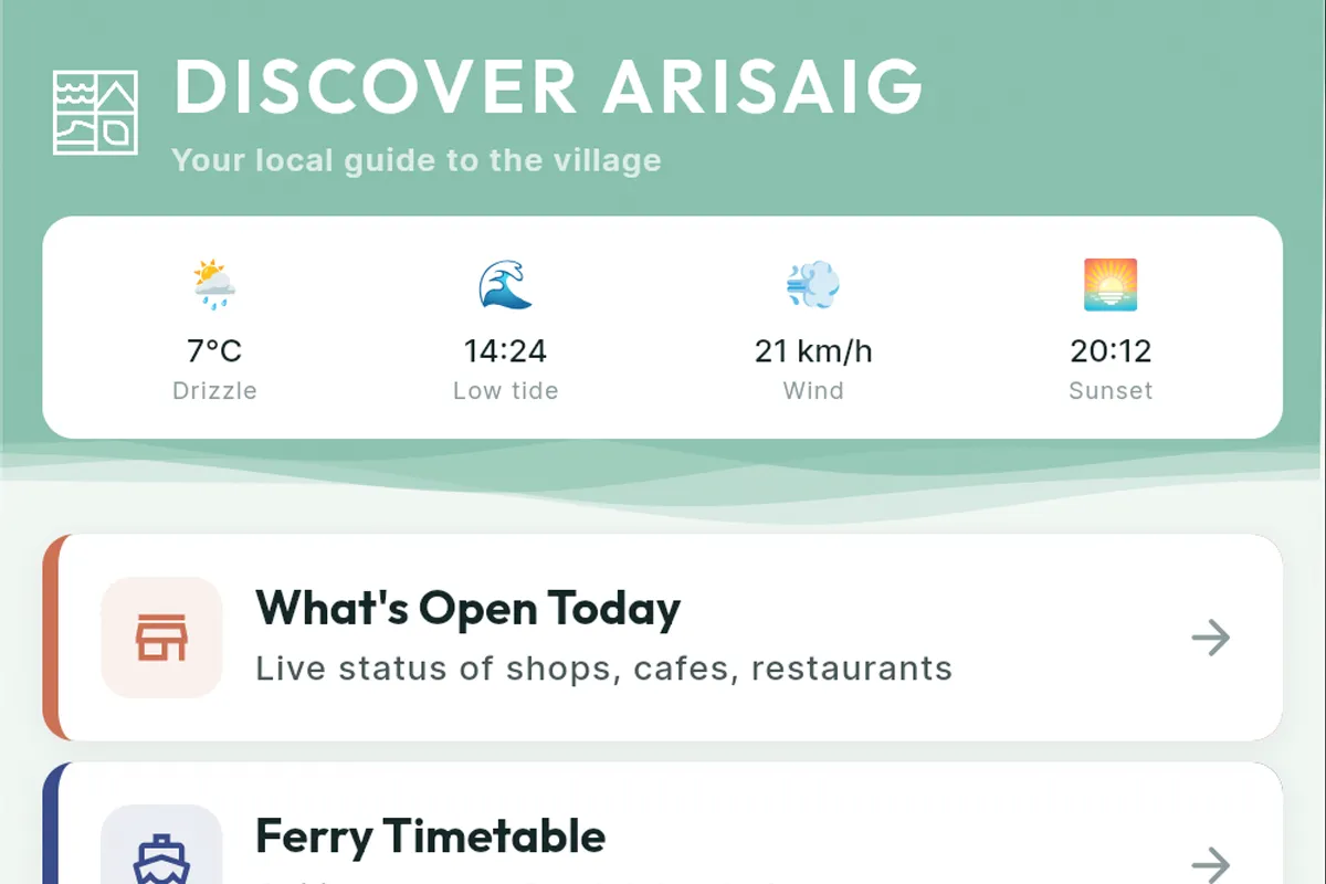 Discover Arisaig web app